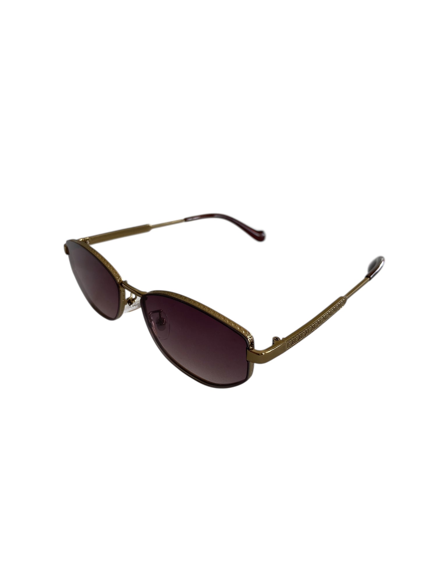 Brown Flatter Metal Frame Sunglasses