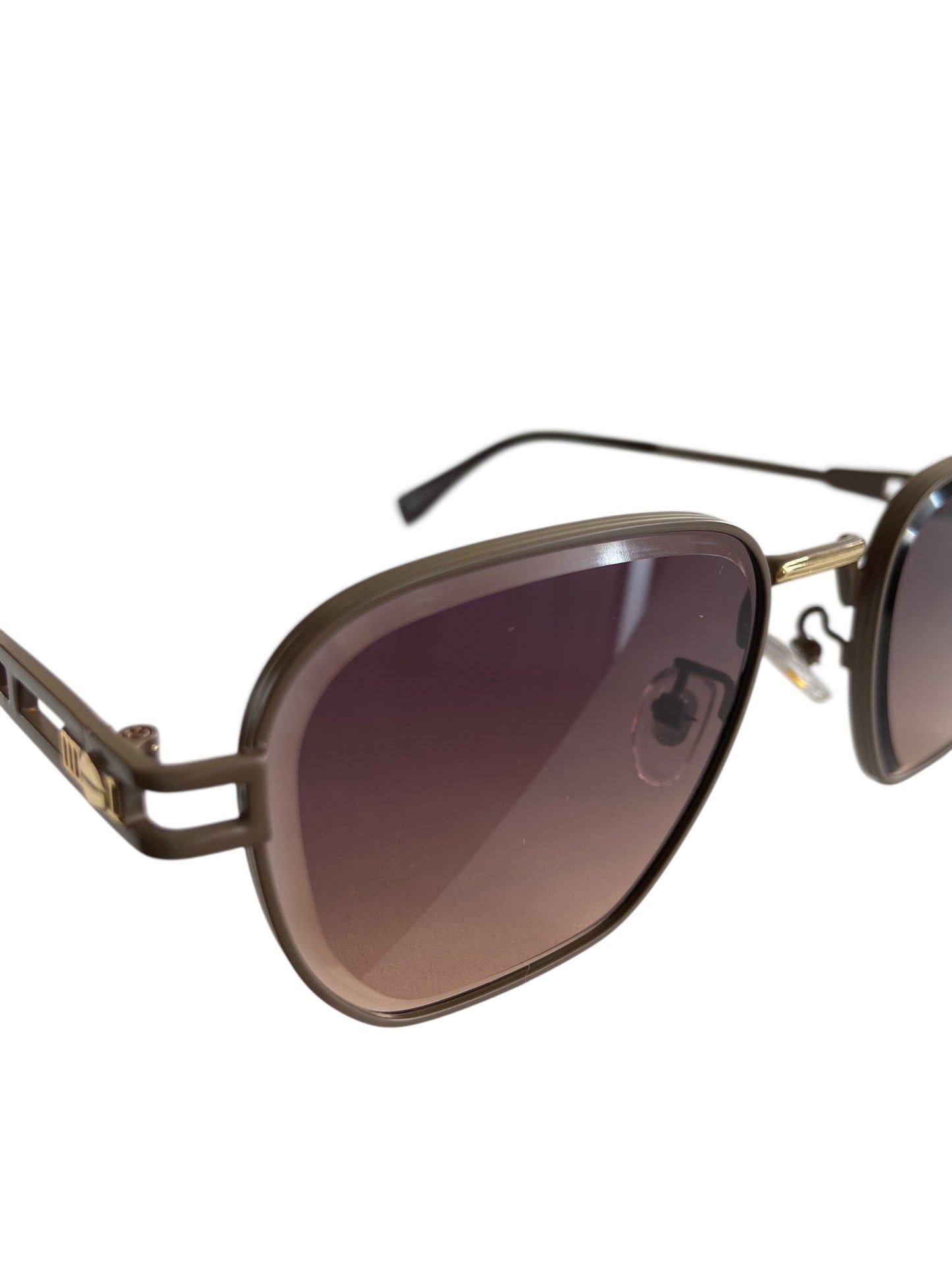 Brown square Metal Frame Sunglasses