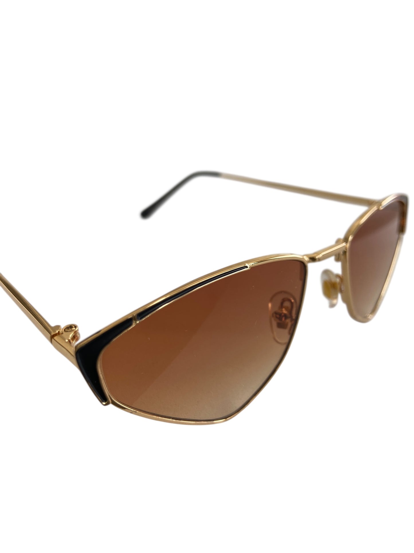 Brown abstractangle Metal Frame Sunglasses