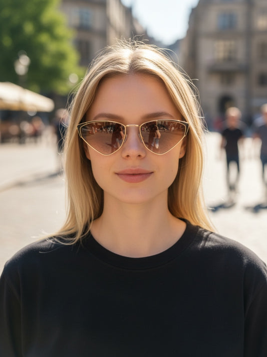 Brown abstractangle Metal Frame Sunglasses