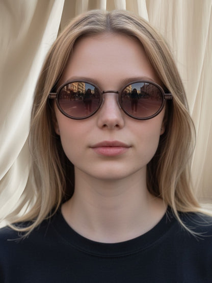 Classic Oval Metal Frame Sunglasses