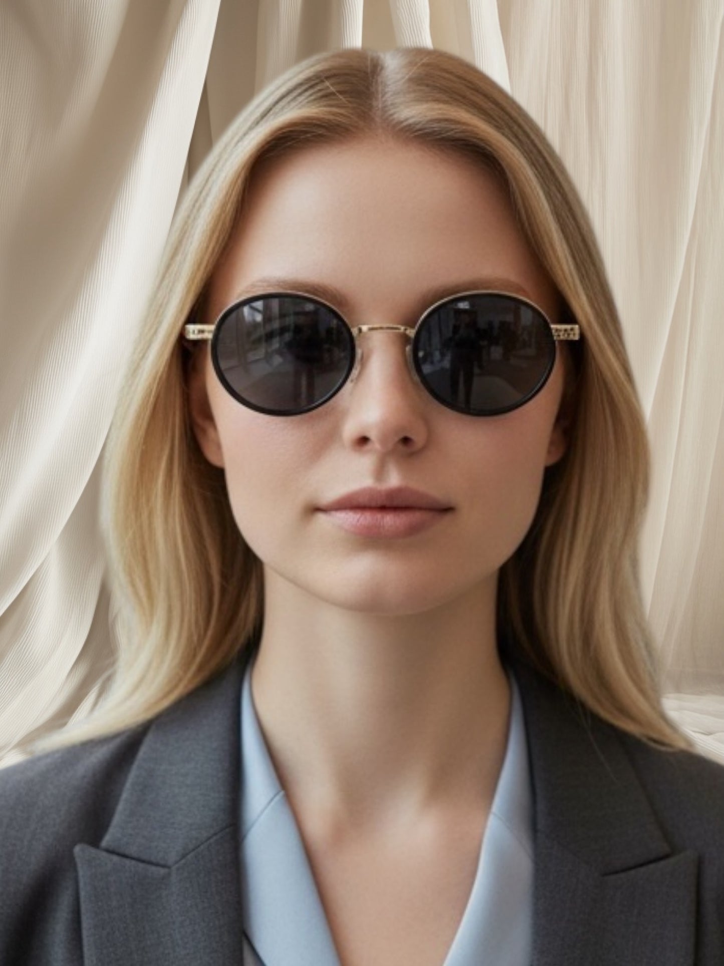 Classic Oval Metal Frame Sunglasses