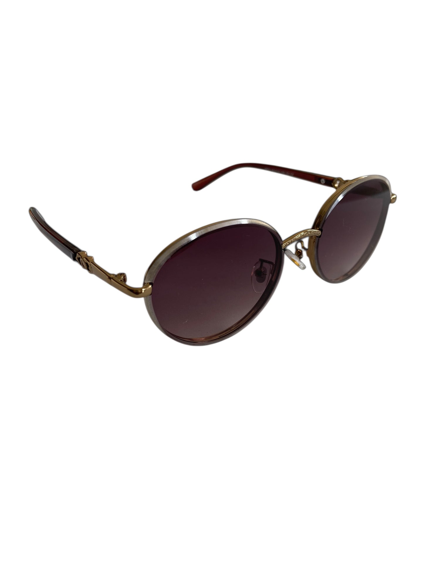 Brown round metal rim sunglasses