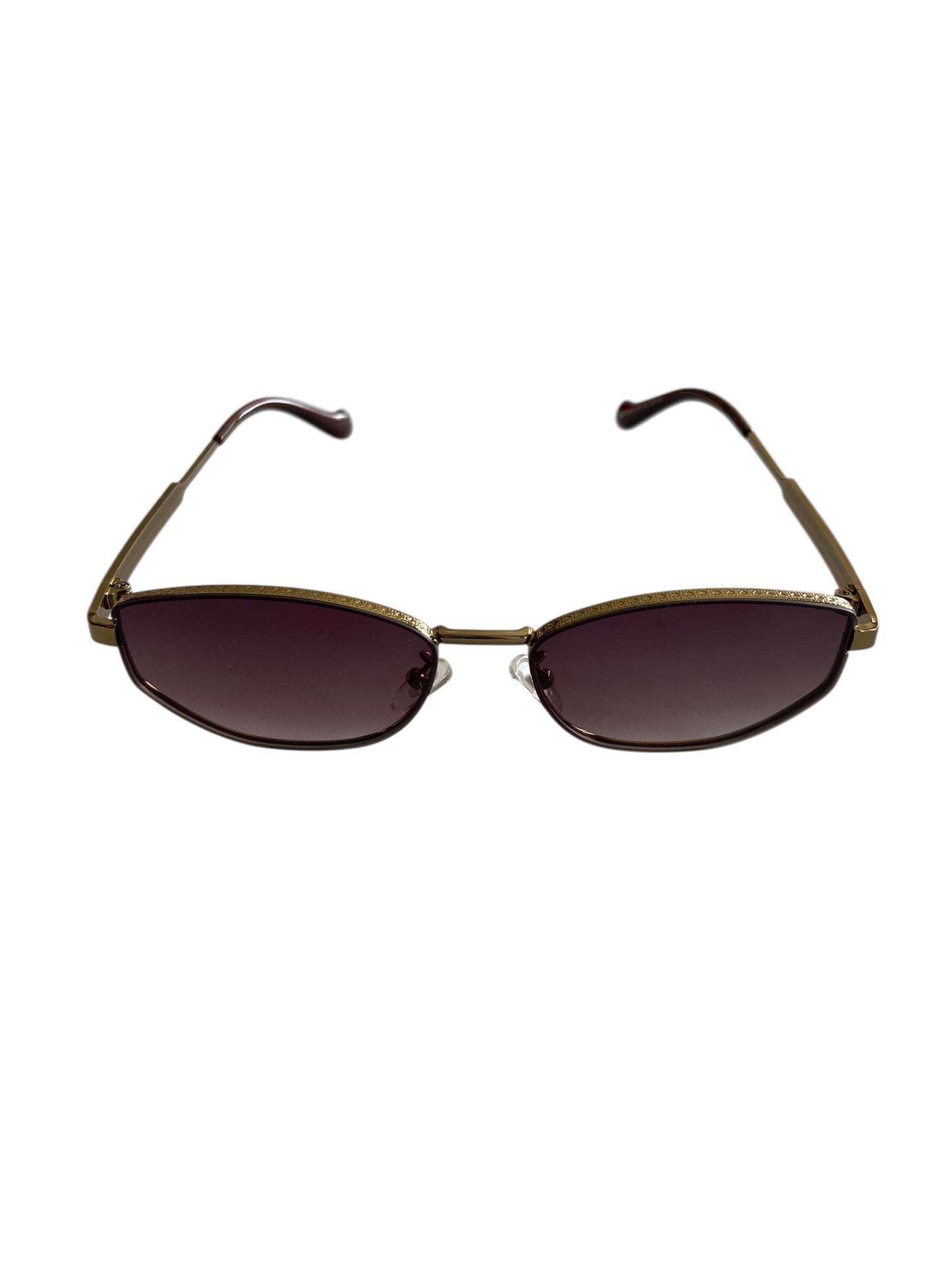 Brown Flatter Metal Frame Sunglasses