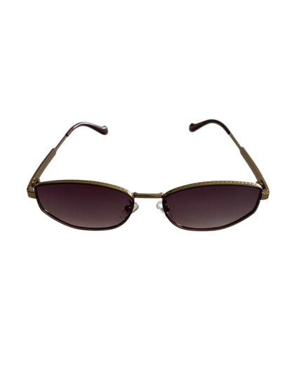 Brown Flatter Metal Frame Sunglasses