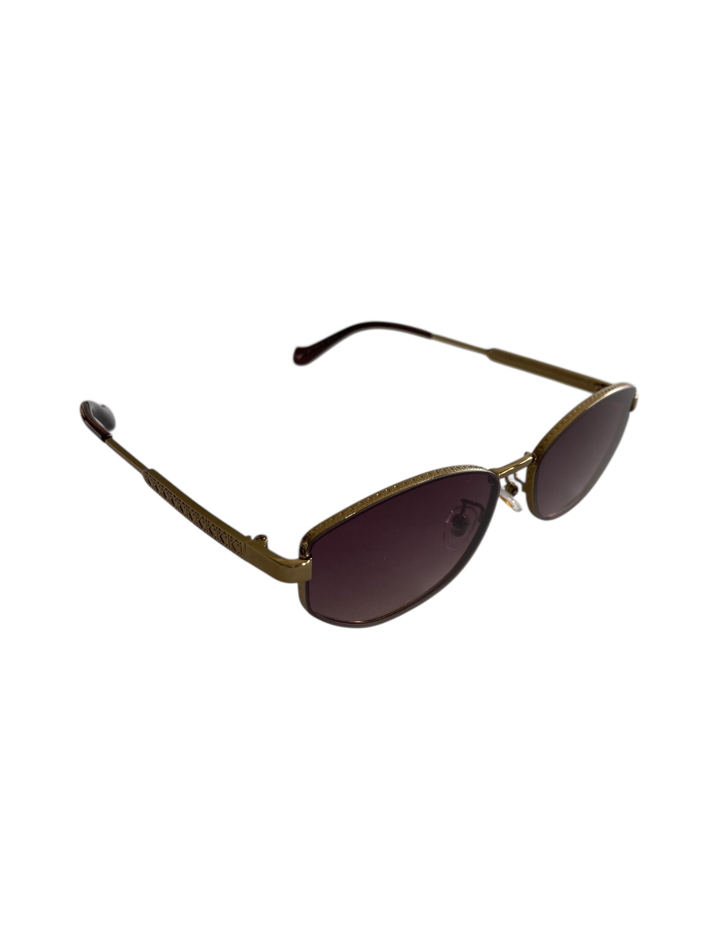 Brown Flatter Metal Frame Sunglasses
