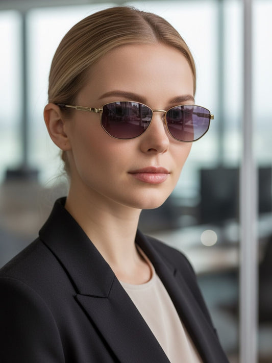 Brown Flatter Metal Frame Sunglasses