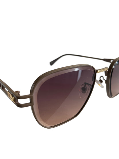 Brown square Metal Frame Sunglasses