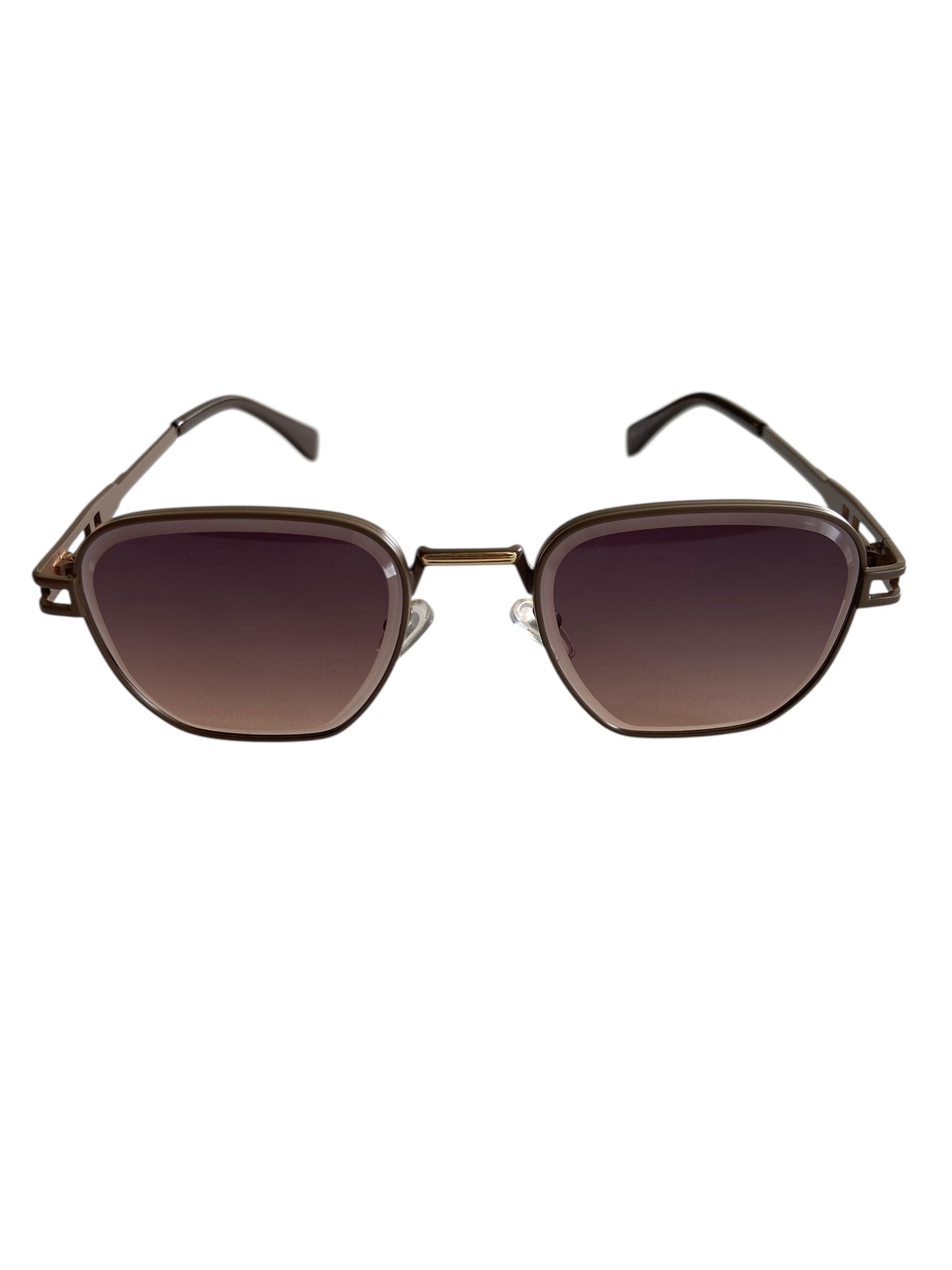Brown square Metal Frame Sunglasses