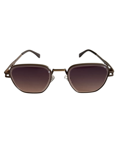 Brown square Metal Frame Sunglasses