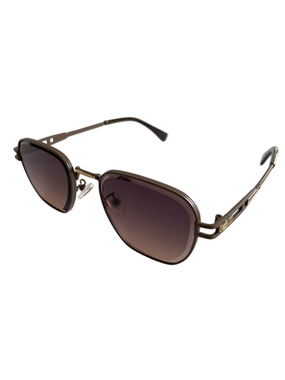 Brown square Metal Frame Sunglasses