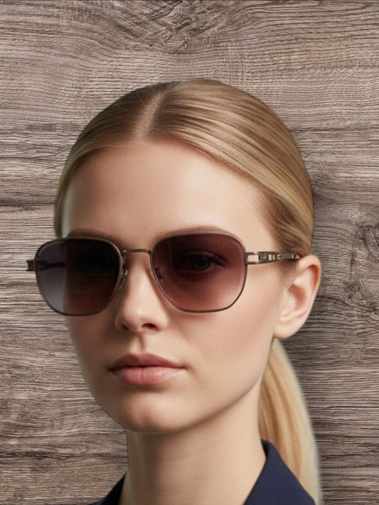 Brown square Metal Frame Sunglasses