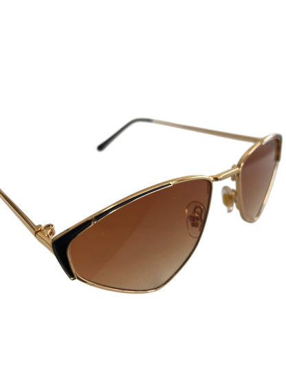 Brown abstractangle Metal Frame Sunglasses