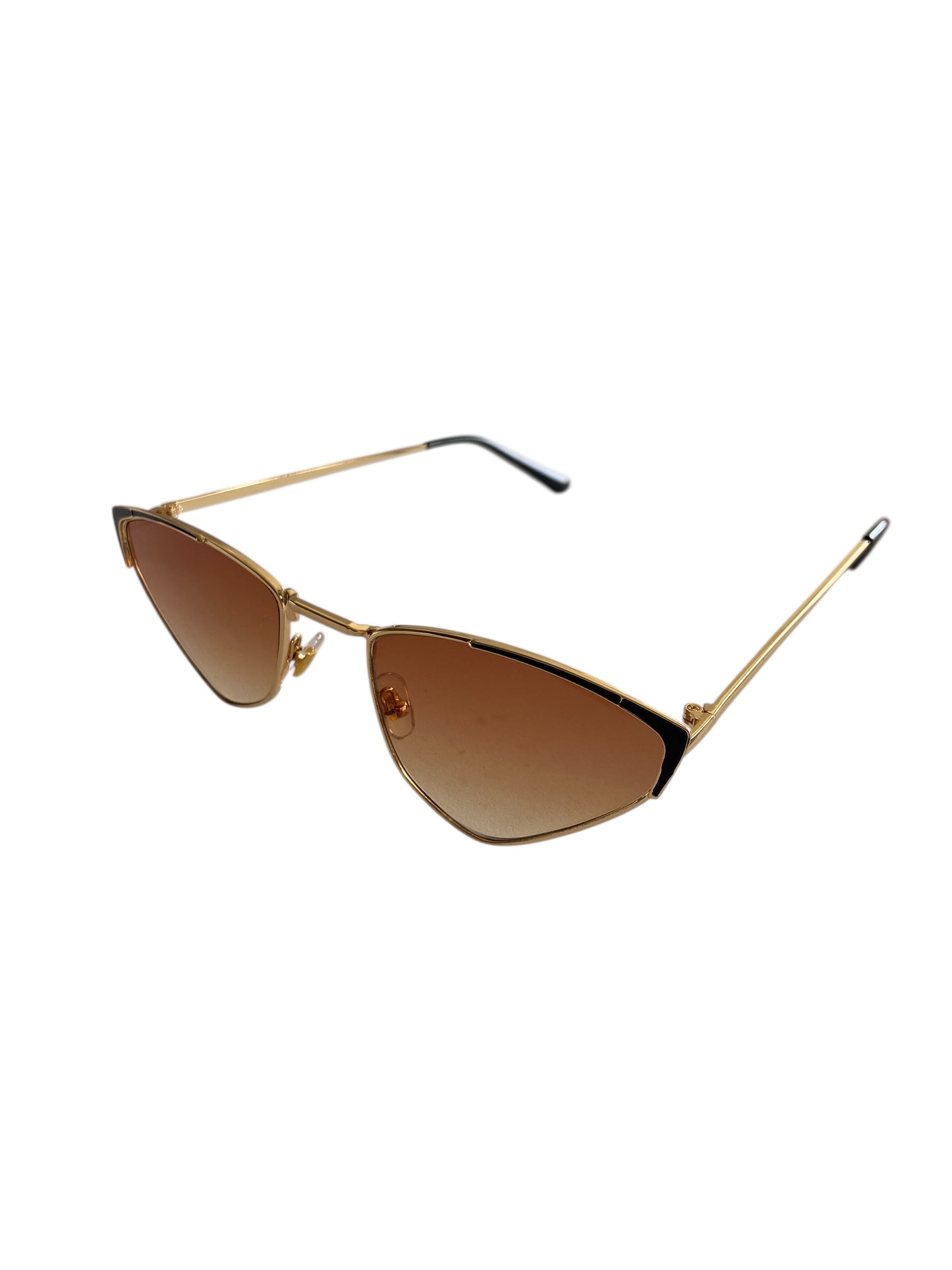 Brown abstractangle Metal Frame Sunglasses