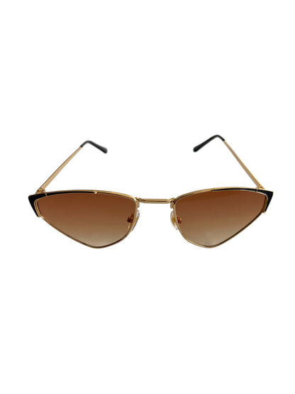 Brown abstractangle Metal Frame Sunglasses
