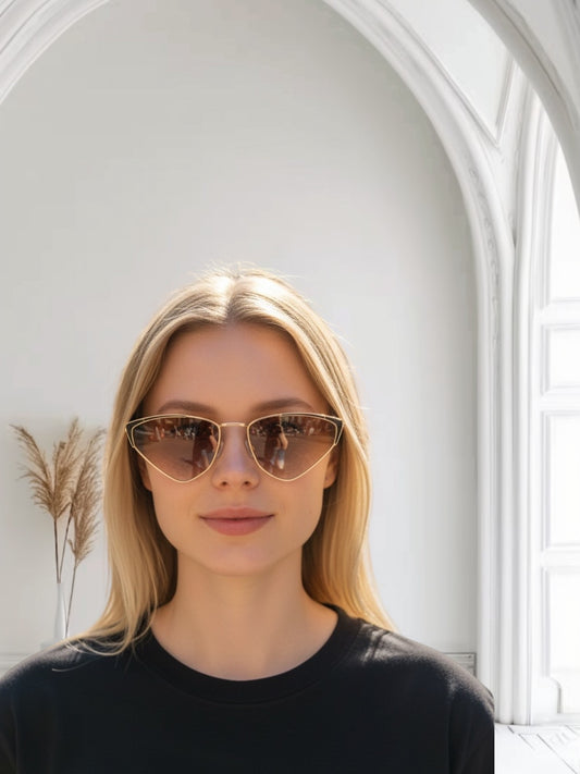 Brown abstractangle Metal Frame Sunglasses