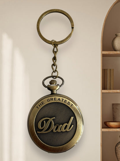 The Greatest Dad Vintage Pocket Watch Keychain.