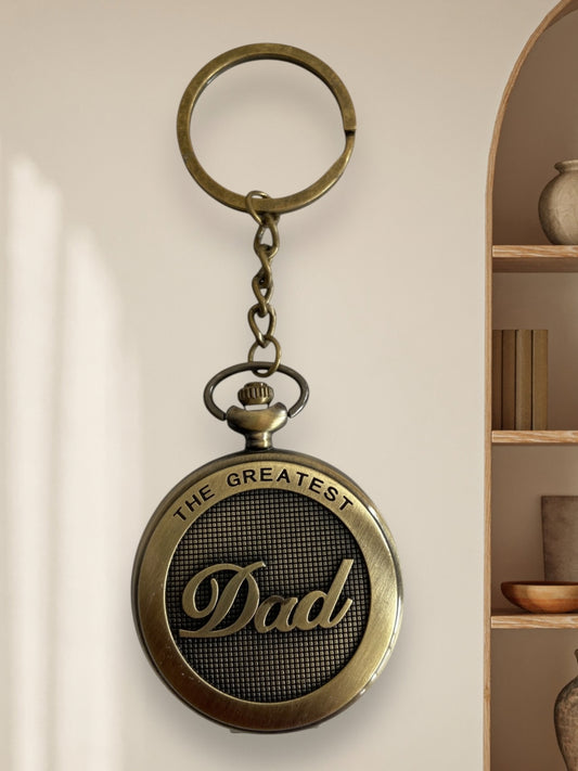The Greatest Dad Vintage Pocket Watch Keychain.