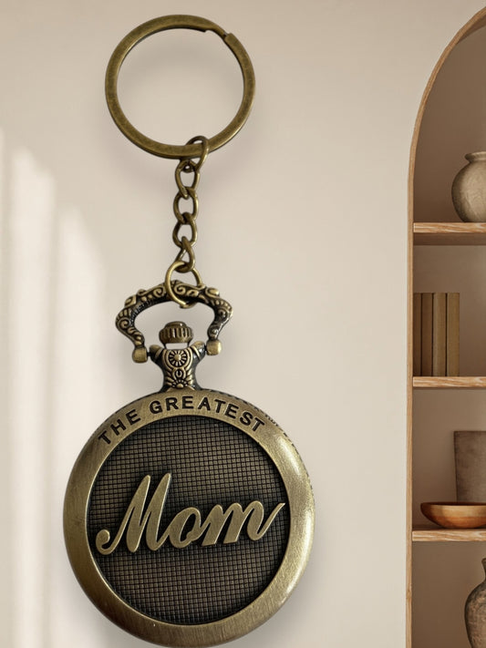 The Greatest Mom Vintage Pocket Watch Keychain